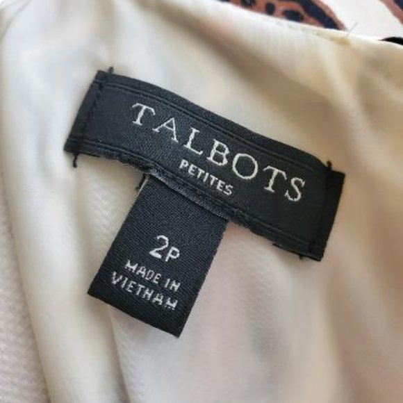 Red, Cream, Brown, Black, design Talbots dress Size 2P - Picture 5 of 9